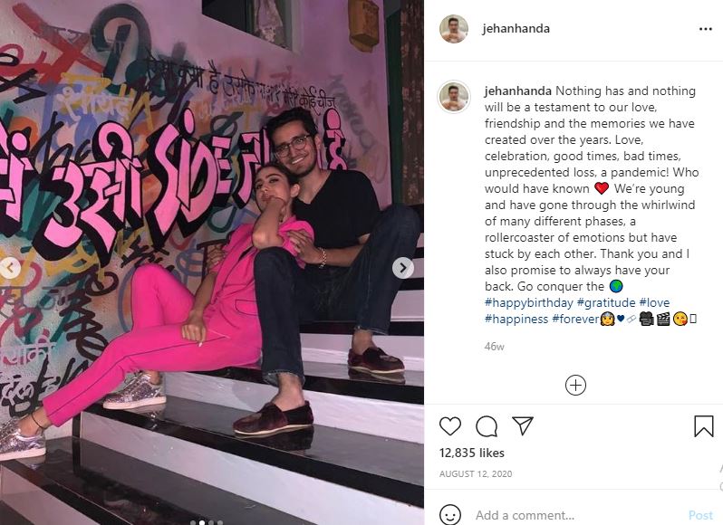 Jehan Handa wishes Sara Ali Khan on her birthday