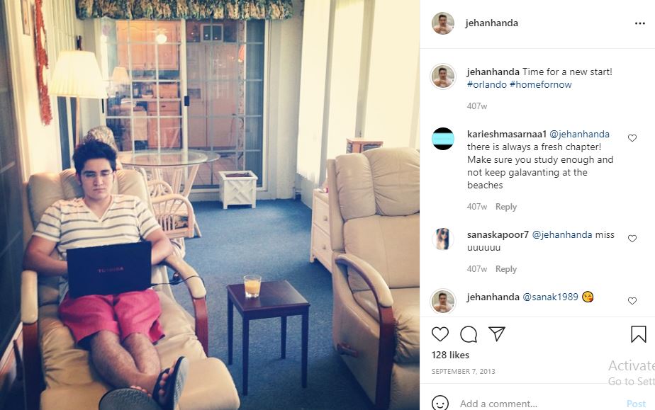 Jehan Handa's first Instagram post