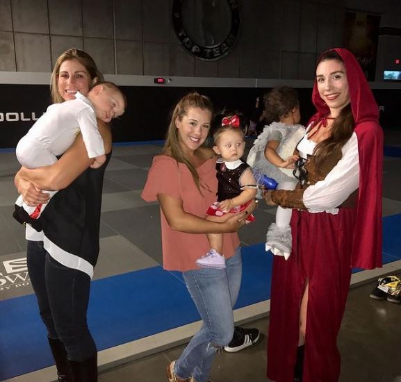 Jolie and her friends with their kids