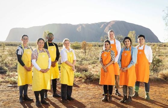 Justin Narayan with the contestants of MasterChef Australia