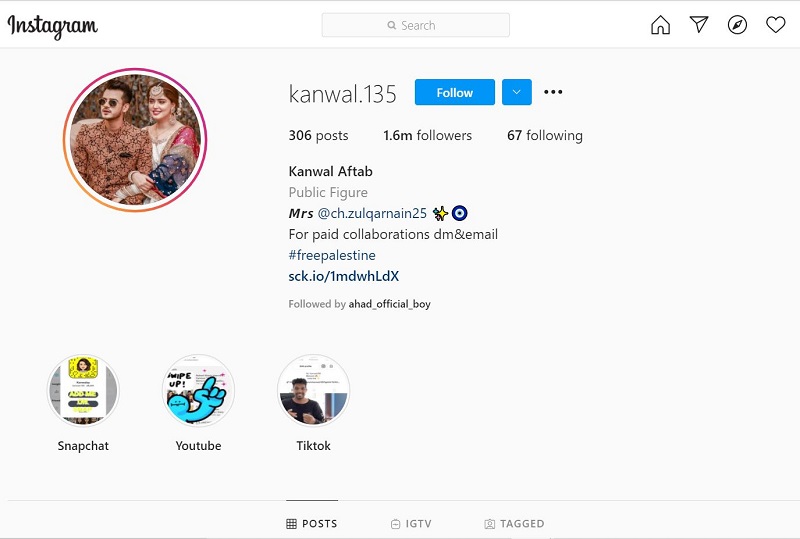 Kanwal Aftab has over 1.6 million fans on her Instagram account
