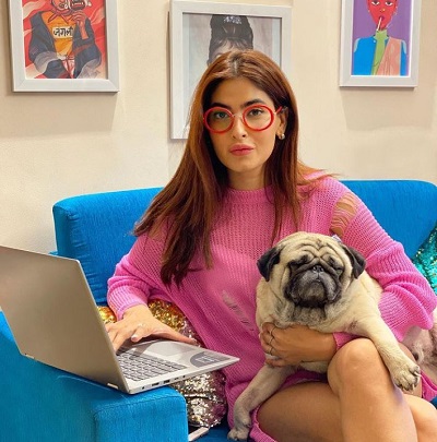 Karishma Sharma with her pet dog