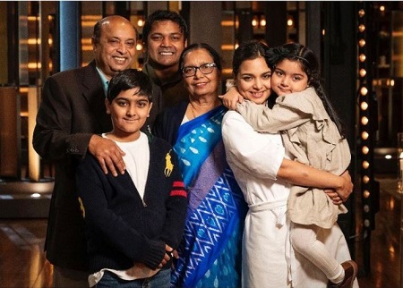 Kishwar Chowdhury with her mother Laila Chowdhury, father Kamrul Chowdhury, husband Ehtesham and kids Mikayle & Seraphina