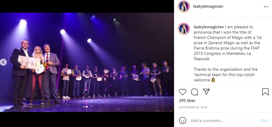 Lea Kyle won 1st prize at French Championship of Magic