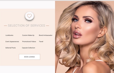Leanna Bartlett booking section on her website