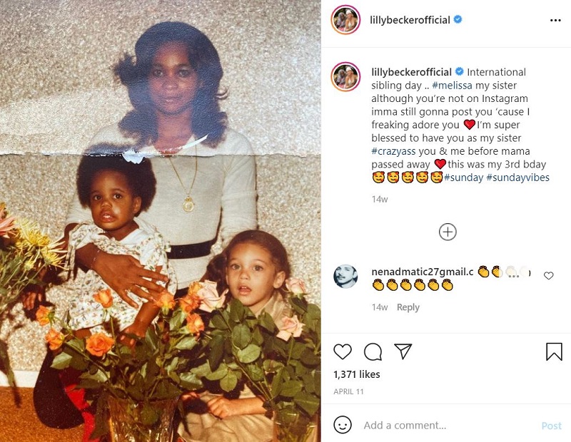 Lilly Becker dedicated a post to her sister Melissa Kerssenberg