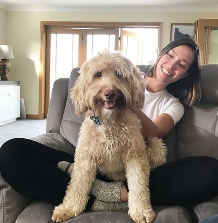 Liv Lo Golding with her pet dog
