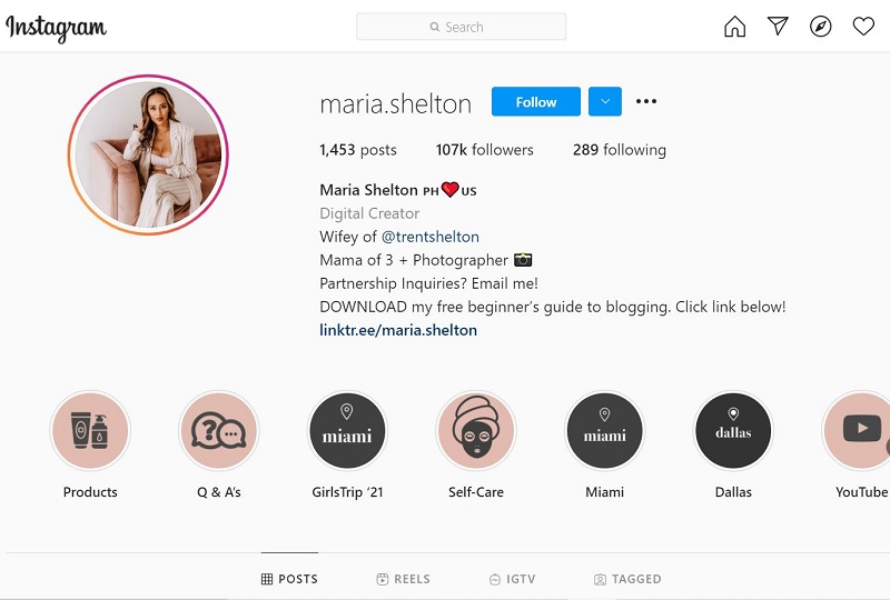 Maria Castro's Instagram followers are 107k