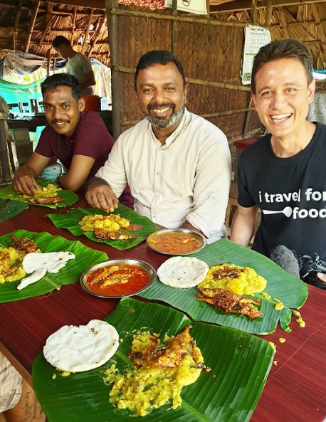 Mark Wiens with Ebbin Jose in Kerala