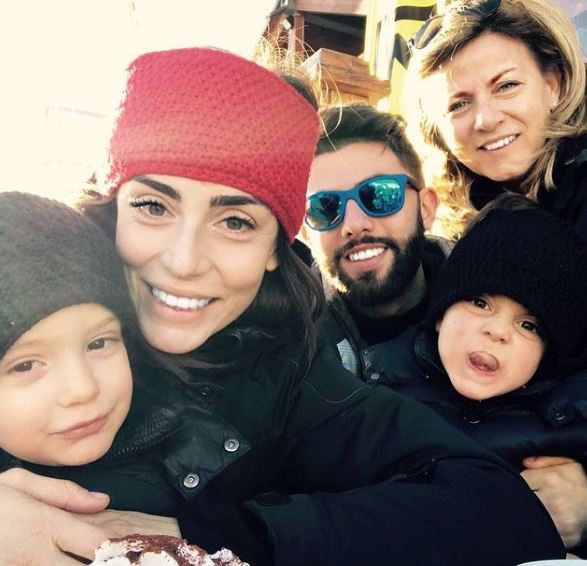Martina with her mom Marina Calabrese, brother Federico Maccari, sons Matteo Bonucci and Lorenzo Bonucci
