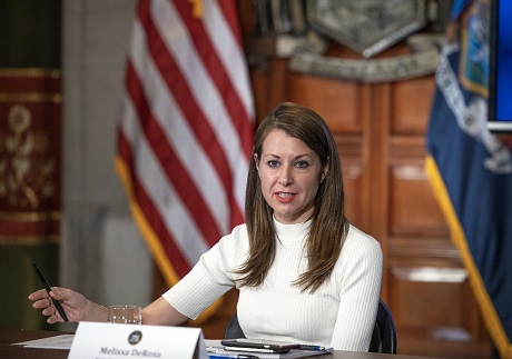 Melissa DeRosa in a press conference