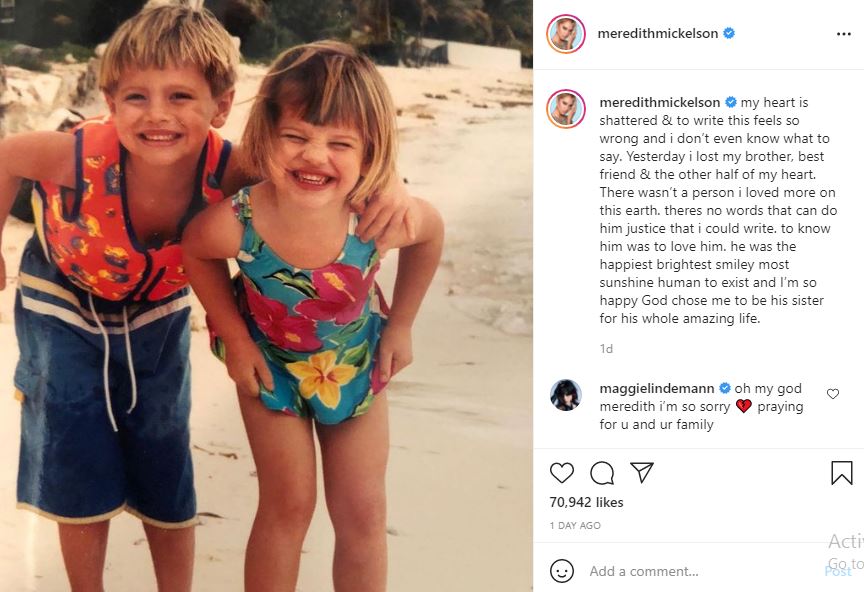 Meredith Mickelson's Instagram post