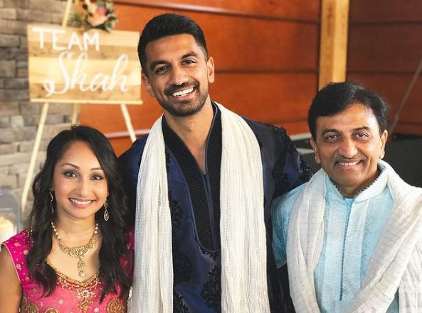 Metul Ketan Shah with his father and sister Priyanka