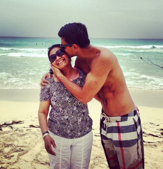 Metul Shah with his mother