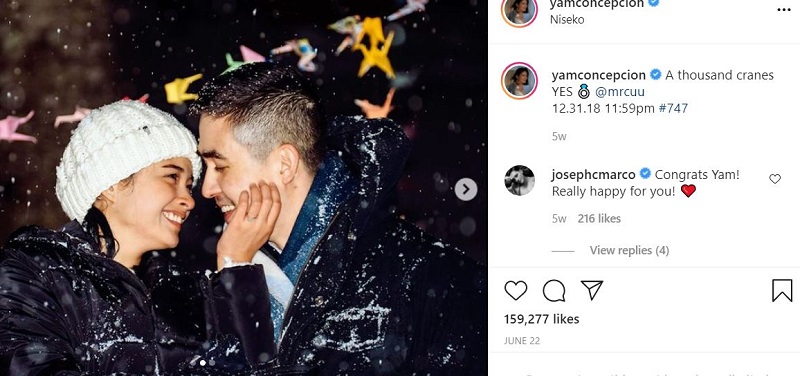 Miguel Cuunjieng proposed to Yam Concepcion (Filipino Actress) in 2018
