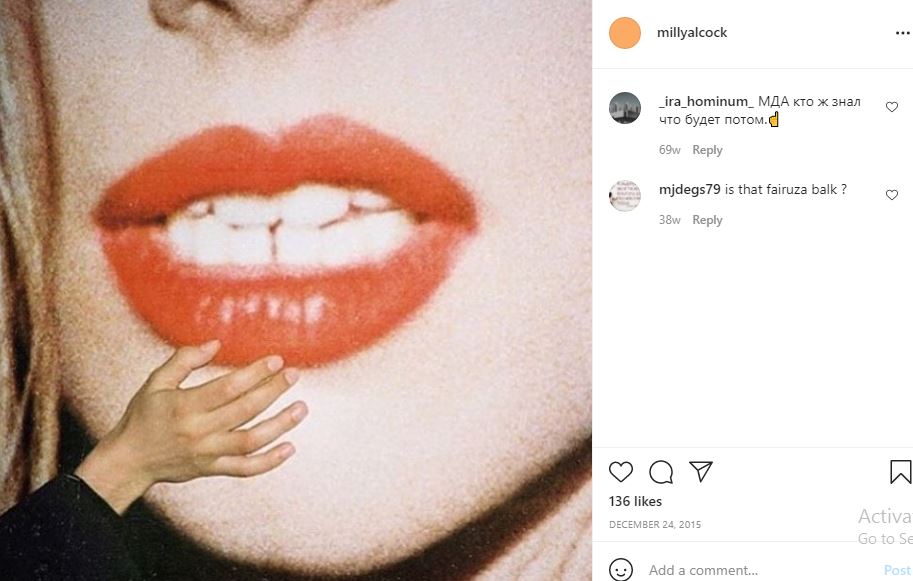 Milly Alcock first Instagram post