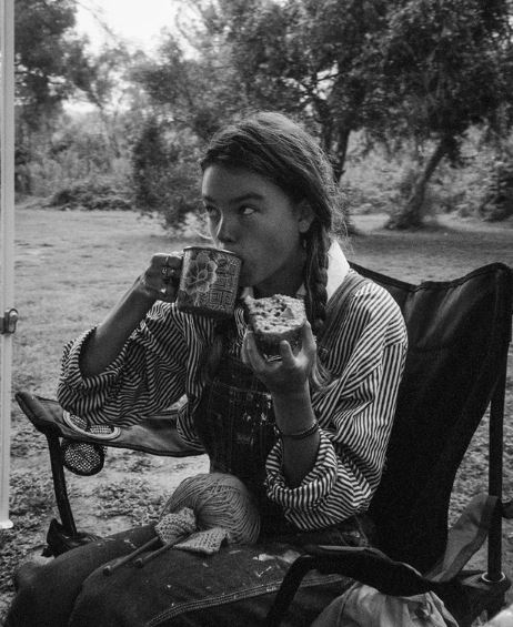 Milly Alcock on the movie set