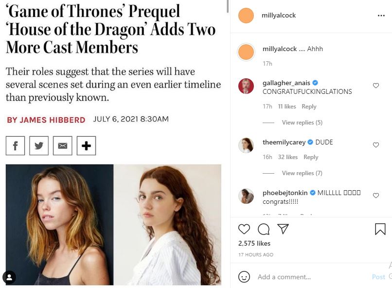 Milly Alcock will play the role of young Princess Rhaenyra Targaryen in House of the Dragon