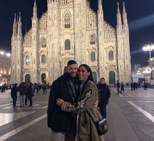 Mj Rodrigue with boyfriend Stephen Glimigliano in Milan