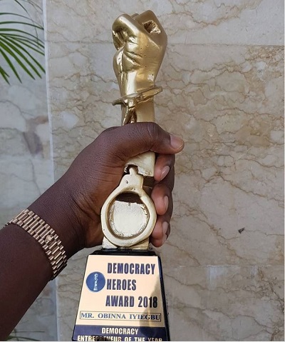 Obi Cubana got Democracy Heroes Award in the year 2018