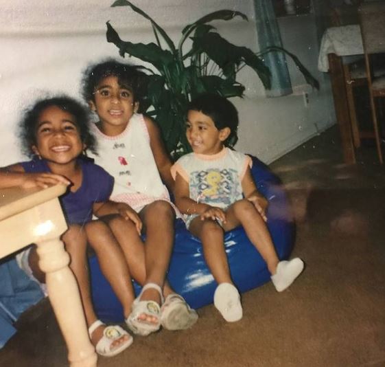 Old image of Sirisha Bandla with her siblings