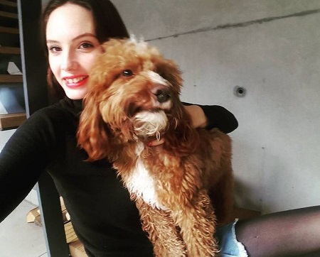 Olwen Kelly with her dog Noodle