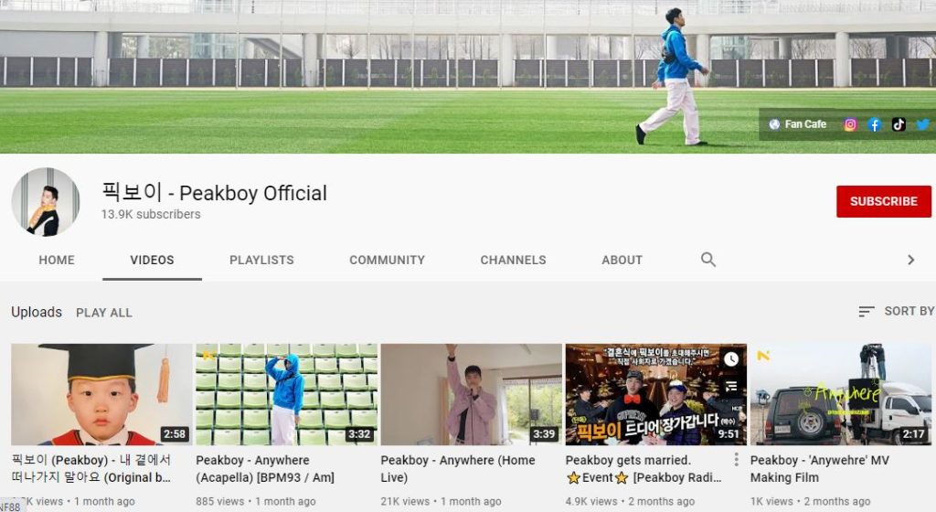 Peakboy YouTube channel
