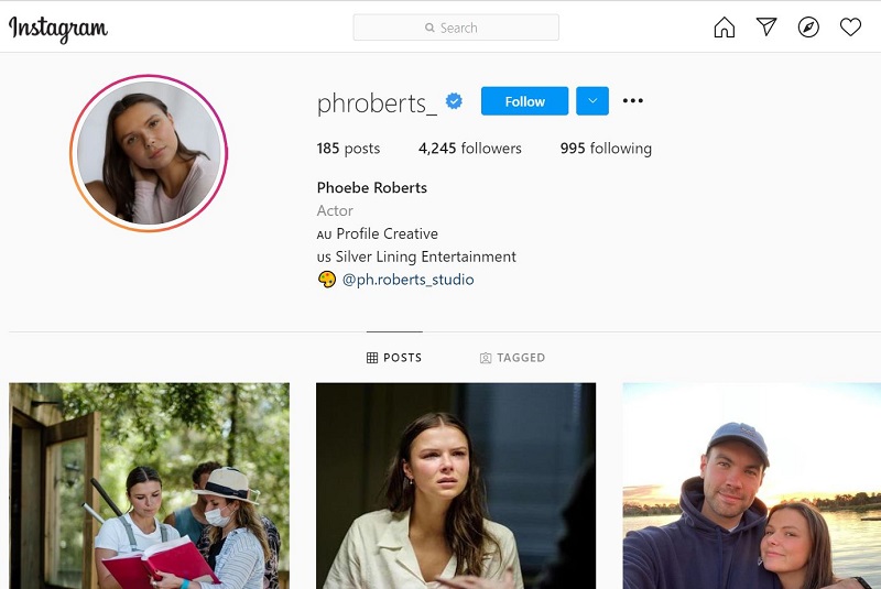 Phoebe Roberts has Instagram account