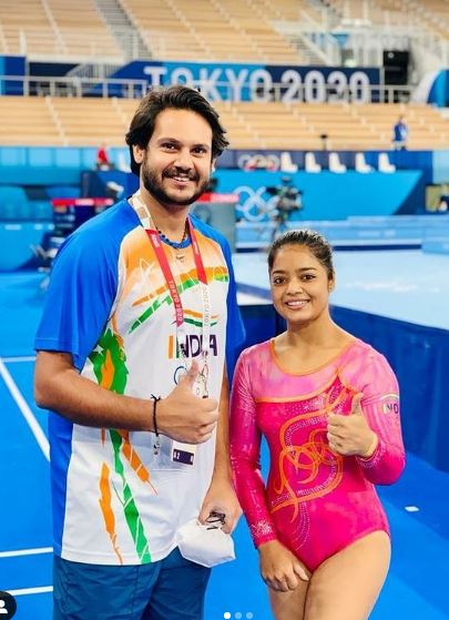 Pranati Nayak and her coach Lakhan Sharma