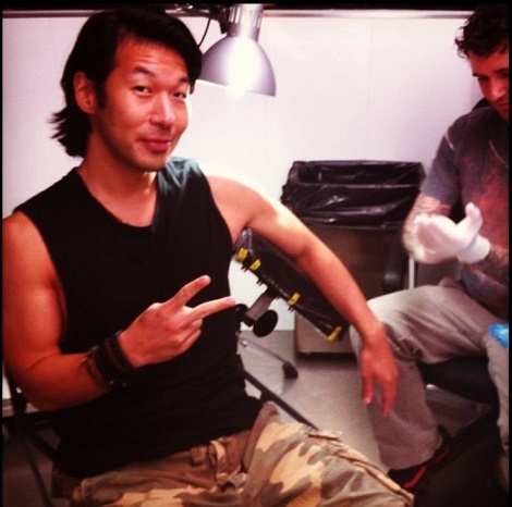 QPark getting ready for his tattoo