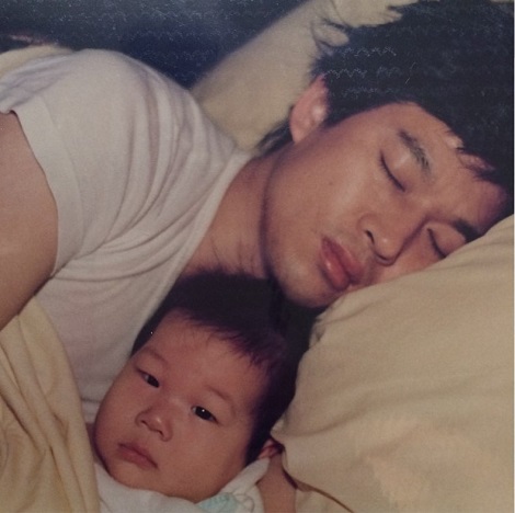 QPark posts a picture on fathers day with caption chilling with my dad back in the day