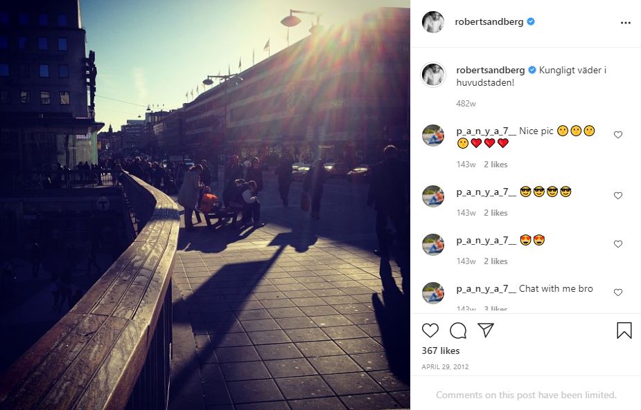 Robert Sandberg's first Instagram post