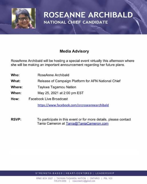 Roseanne Archibald did a live session for AFN National Chief