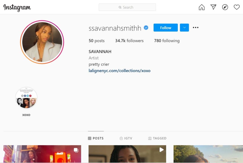 Savannah Lee Smith entertains 34.7k followers on her Instagram account