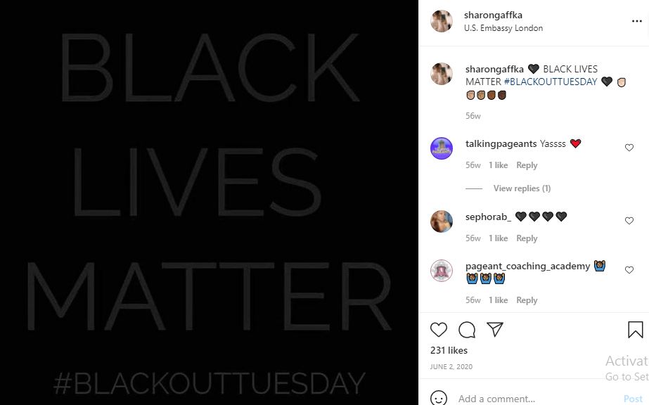 Sharon Gaffka supports Black Lives Matter Movement