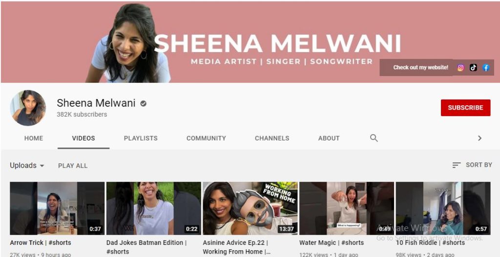 Sheena Melwani Youtube channel