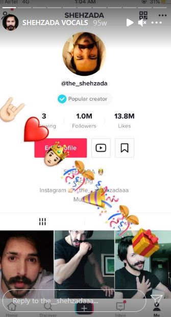 Shehzada Dhami TikTok account