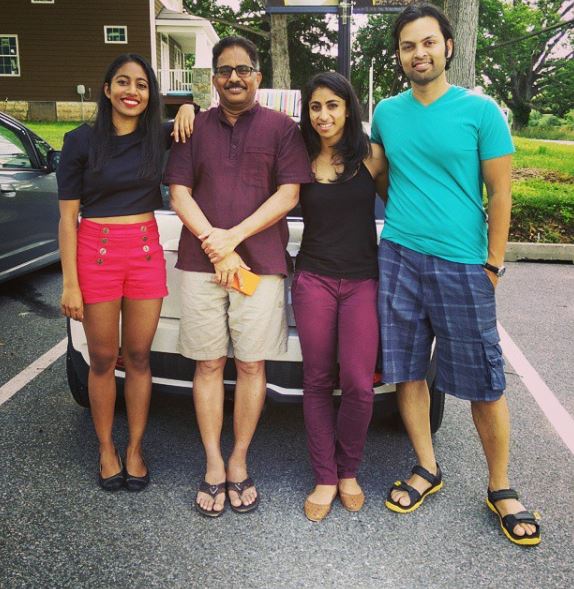 Sirisha Bandla with her father, sister and brother in law