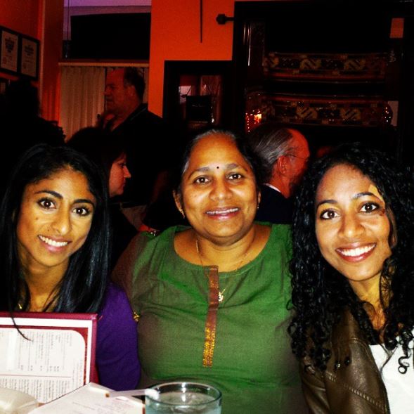 Sirisha Bandla with her mother and sister