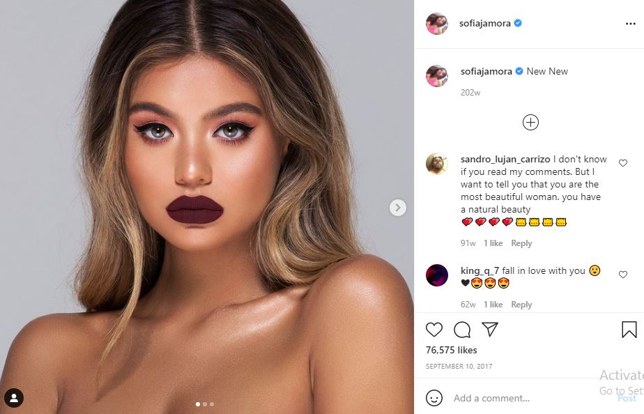 Sofia Jamora's first Instagram post
