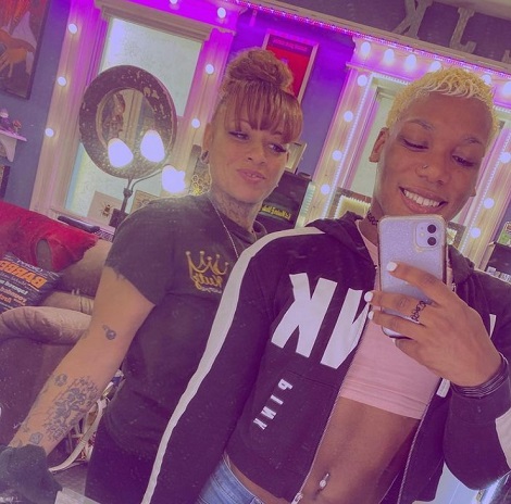 Sonny Kiss with her hairdresser and friend Jae Kurtz