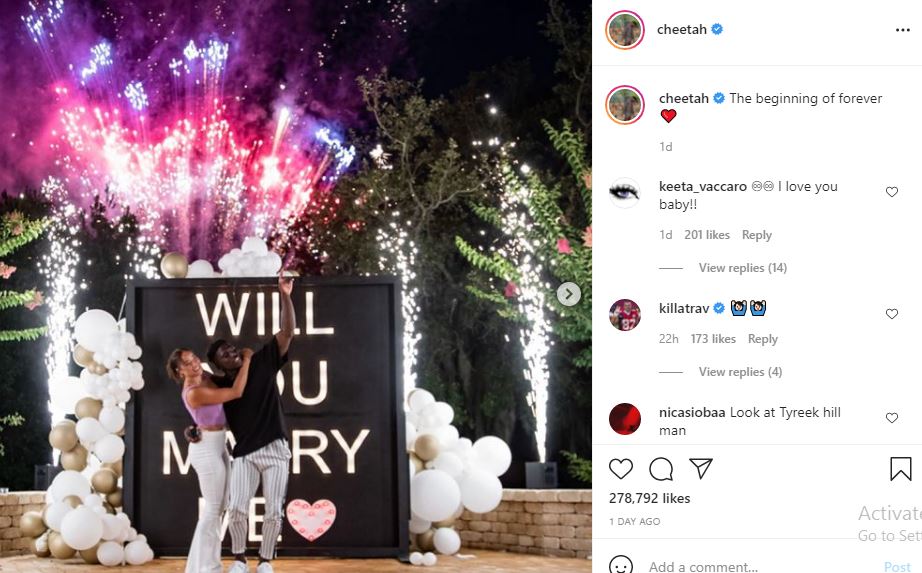 Tyreek Hill proposed Keeta Vaccaro on 4th July 2021