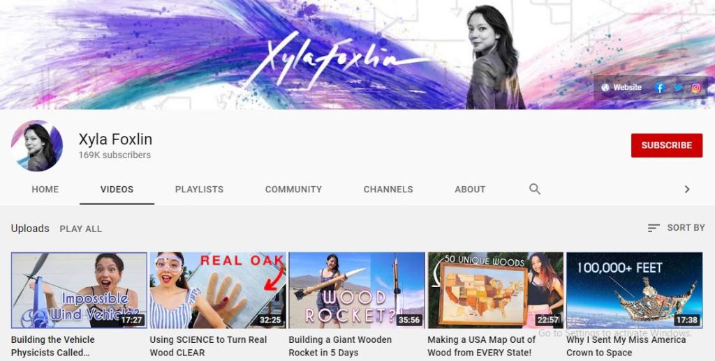 Xyla Foxlin Youtube channel