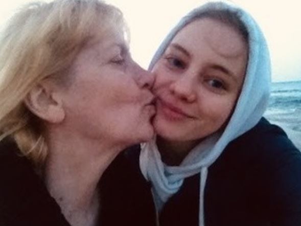 Yuliia Sobol with her grandmother