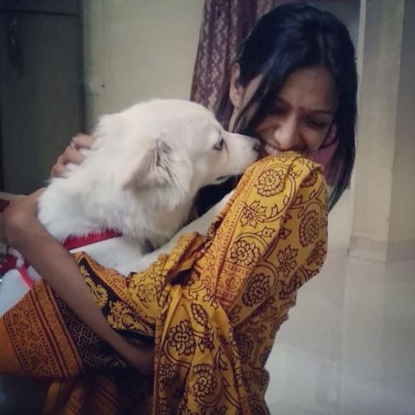 Aishwarya Khare with her pet dog