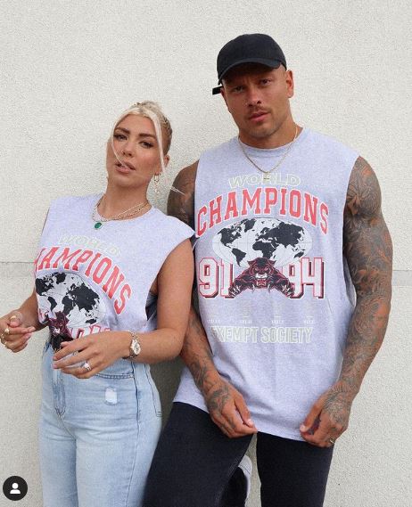 Alex Bowen and Olivia Buckland promoting their clothing brand