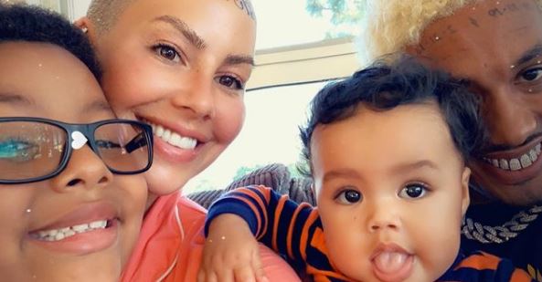 Alexander Edwards with Amber Rose and children