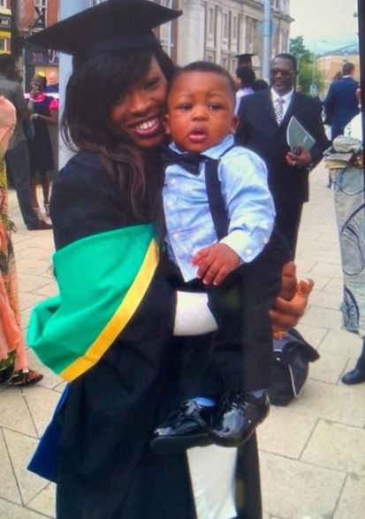 An old photo of Jackie B with her son Nathan