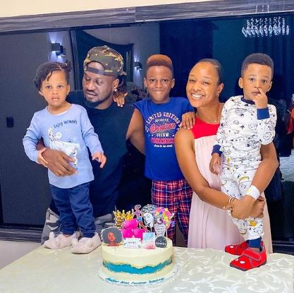 Anita Okoye with her husband and children