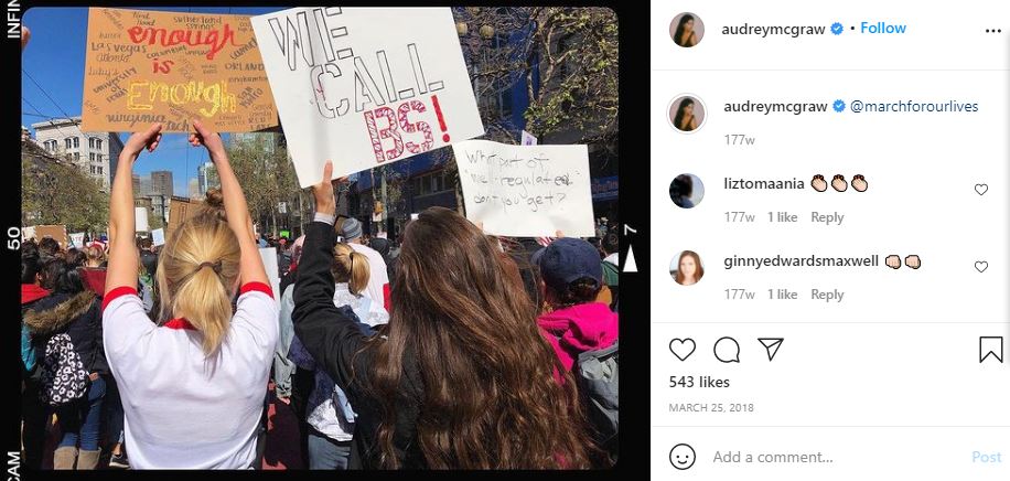 Audrey participated in protests